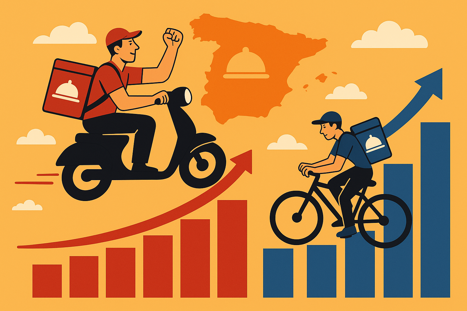 Spain Food Delivery apps illustration